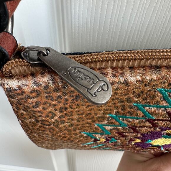 justin mini shoulder crossbody bag metallic hair on hide aztec star embroidery - Picture 5 of 9